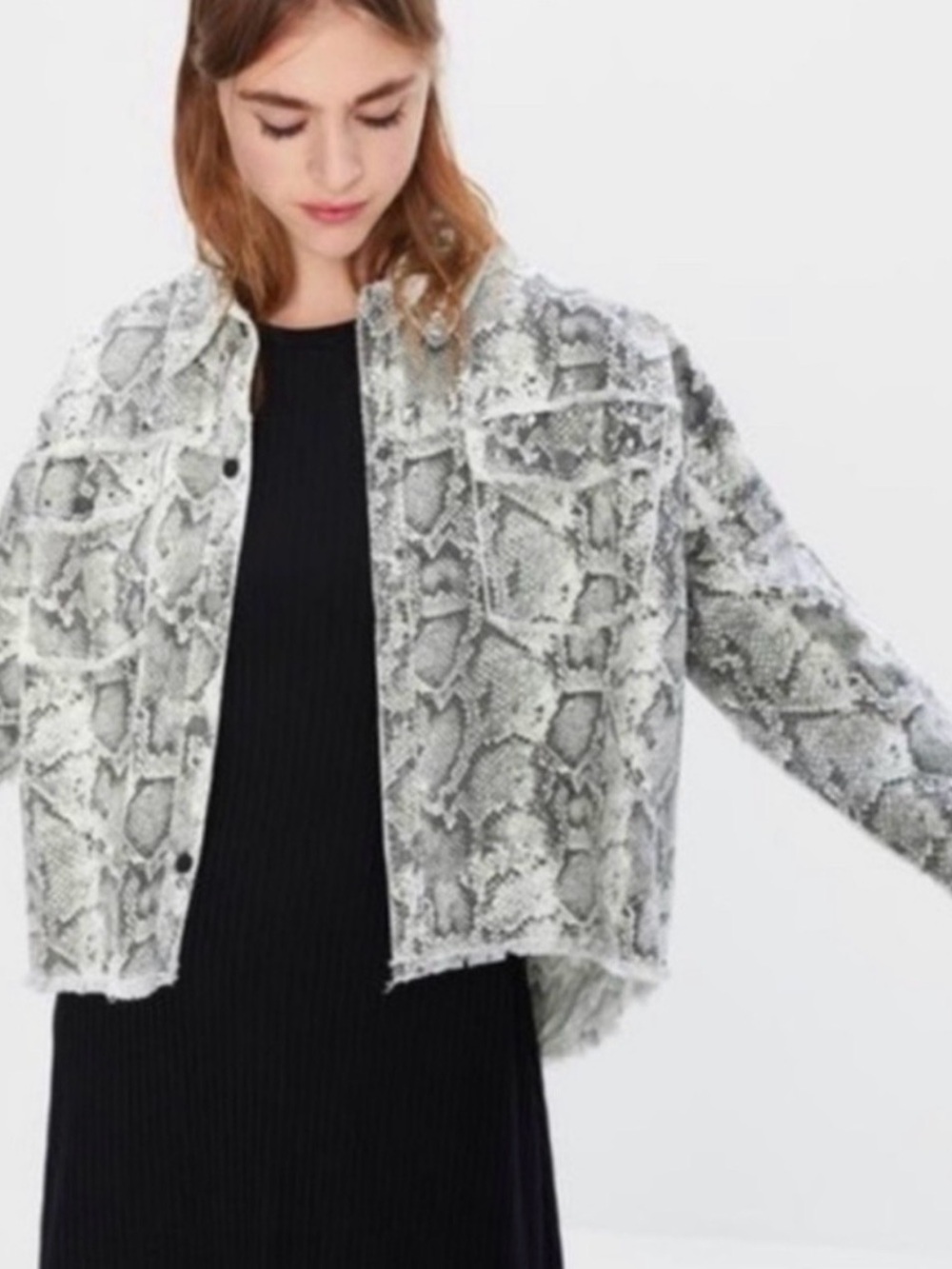 Beautiful ZARA Snake Print Button-Up with silver studs